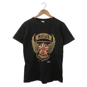 1990 Chicago Bulls Airborne Single Stitch Tshirt Black Mens